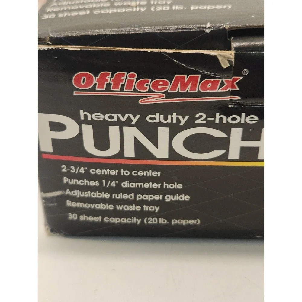 Heavy Duty Black Office Max 2-Hole Punch‎ Office Equipment Paper New